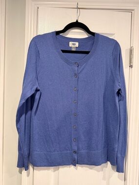 Old Navy Size L Blue Cotton Blend Long Sleeve Button Down Cardigan Sweater